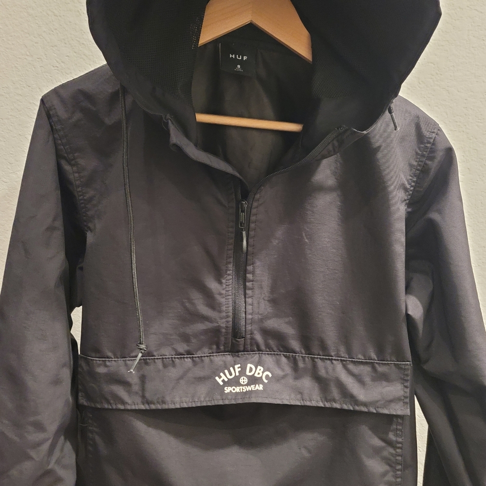 Huf Black Hooded Anorak Jacket View 3